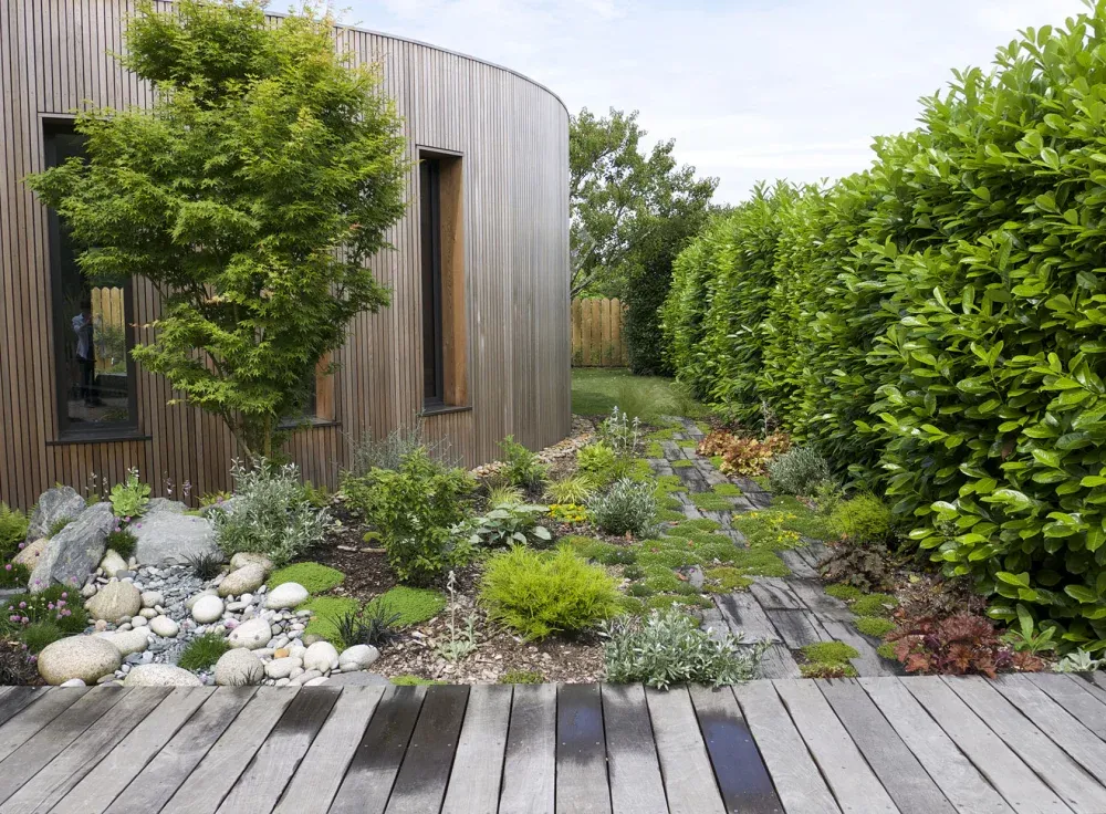 Après : jardin harmonieux et bien entretenu